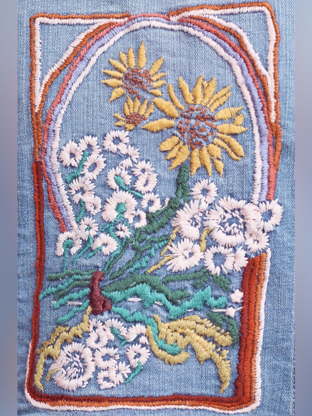 Pilcro Anthropologie Embroidered Floral Denim Jacket Size Small - Picture 7 of 15